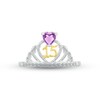 Thumbnail Image 2 of Amethyst & White Lab-Created Sapphire Quinceañera Crown Ring Sterling Silver & 10K Yellow Gold