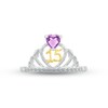 Thumbnail Image 1 of Amethyst & White Lab-Created Sapphire Quinceañera Crown Ring Sterling Silver & 10K Yellow Gold