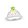 Thumbnail Image 1 of Peridot & White Lab-Created Sapphire Quinceañera Crown Ring Sterling Silver & 10K Yellow Gold