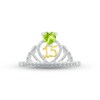 Thumbnail Image 2 of Peridot & White Lab-Created Sapphire Quinceañera Crown Ring Sterling Silver & 10K Yellow Gold