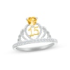 Thumbnail Image 1 of Citrine & White Lab-Created Sapphire Quinceañera Crown Ring Sterling Silver & 10K Yellow Gold