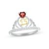 Thumbnail Image 1 of Garnet & White Lab-Created Sapphire Quinceañera Crown Ring Sterling Silver & 10K Yellow Gold