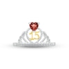 Thumbnail Image 2 of Garnet & White Lab-Created Sapphire Quinceañera Crown Ring Sterling Silver & 10K Yellow Gold