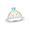 Thumbnail Image 0 of Swiss Blue Topaz & White Lab-Created Sapphire Quinceañera Crown Ring Sterling Silver & 10K Yellow Gold
