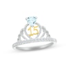 Thumbnail Image 1 of Aquamarine & White Lab-Created Sapphire Quinceañera Crown Ring Sterling Silver & 10K Yellow Gold