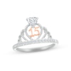 Thumbnail Image 1 of White Lab-Created Sapphire Quinceañera Crown Ring Sterling Silver & 10K Rose Gold