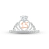 Thumbnail Image 2 of White Lab-Created Sapphire Quinceañera Crown Ring Sterling Silver & 10K Rose Gold