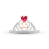 Thumbnail Image 2 of Lab-Created Ruby & White Lab-Created Sapphire Quinceañera Crown Ring Sterling Silver & 10K Rose Gold