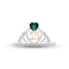 Thumbnail Image 1 of Lab-Created Emerald & White Lab-Created Sapphire Quinceañera Crown Ring Sterling Silver & 10K Rose Gold
