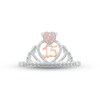 Thumbnail Image 2 of Lab-Created Opal & White Lab-Created Sapphire Quinceañera Crown Ring Sterling Silver & 10K Rose Gold