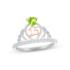 Thumbnail Image 1 of Peridot & White Lab-Created Sapphire Quinceañera Crown Ring Sterling Silver & 10K Rose Gold