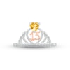 Thumbnail Image 1 of Citrine & White Lab-Created Sapphire Quinceañera Crown Ring Sterling Silver & 10K Rose Gold