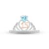 Thumbnail Image 2 of Swiss Blue Topaz & White Lab-Created Sapphire Quinceañera Crown Ring Sterling Silver & 10K Rose Gold