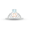 Thumbnail Image 2 of Aquamarine & White Lab-Created Sapphire Quinceañera Crown Ring Sterling Silver & 10K Rose Gold