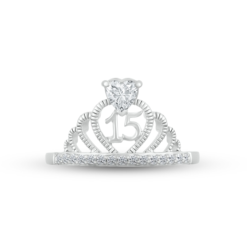 Main Image 2 of White Lab-Created Sapphire Quinceañera Crown Ring Sterling Silver
