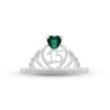 Thumbnail Image 2 of Lab-Created Emerald & White Lab-Created Sapphire Quinceañera Crown Ring Sterling Silver