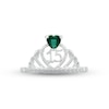 Thumbnail Image 1 of Lab-Created Emerald & White Lab-Created Sapphire Quinceañera Crown Ring Sterling Silver