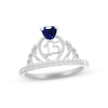 Thumbnail Image 0 of Blue & White Lab-Created Sapphire Quinceañera Crown Ring Sterling Silver