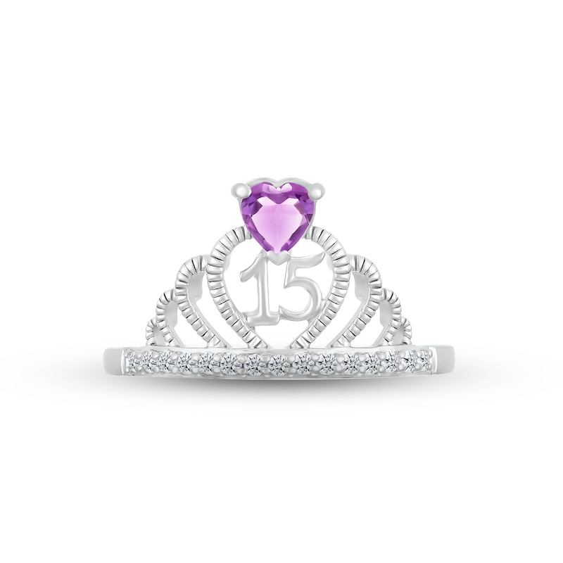 Main Image 2 of Amethyst & White Lab-Created Sapphire Quinceañera Crown Ring Sterling Silver
