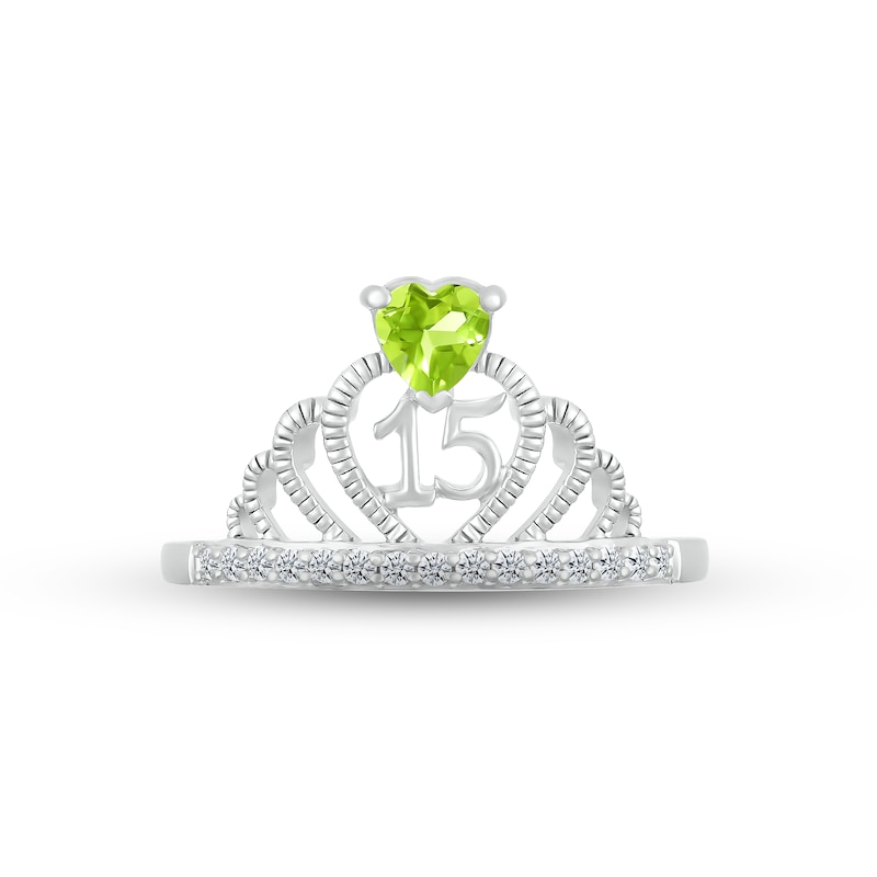 Main Image 2 of Peridot & White Lab-Created Sapphire Quinceañera Crown Ring Sterling Silver