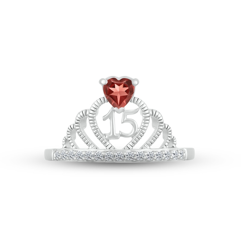 Main Image 2 of Garnet & White Lab-Created Sapphire Quinceañera Crown Ring Sterling Silver