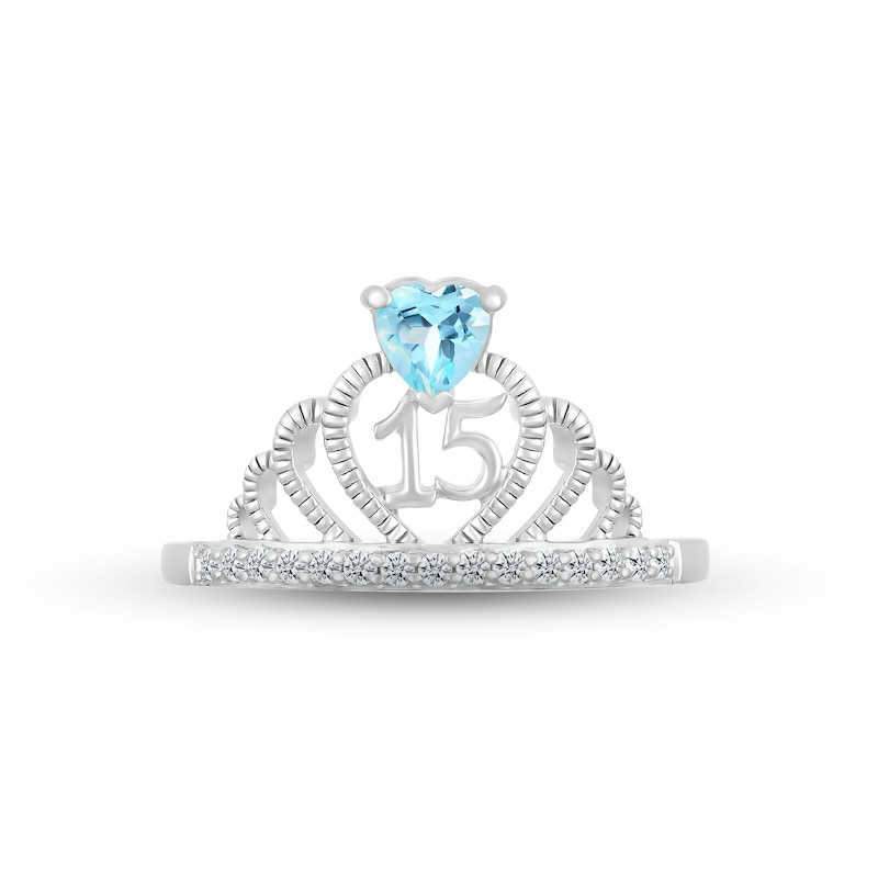 Main Image 2 of Swiss Blue Topaz & White Lab-Created Sapphire Quinceañera Crown Ring Sterling Silver