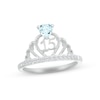 Thumbnail Image 0 of Aquamarine & White Lab-Created Sapphire Quinceañera Crown Ring Sterling Silver