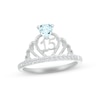 Thumbnail Image 1 of Aquamarine & White Lab-Created Sapphire Quinceañera Crown Ring Sterling Silver