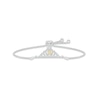 Thumbnail Image 1 of White Lab-Created Sapphire Quinceañera Crown Bolo Bracelet Sterling Silver & 10K Yellow Gold