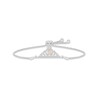 Thumbnail Image 1 of White Lab-Created Sapphire Quinceañera Crown Bolo Bracelet Sterling Silver & 10K Rose Gold
