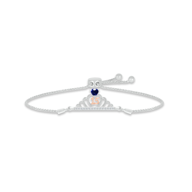 Blue & White Lab-Created Sapphire Quinceañera Crown Bolo Bracelet ...