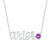 Thumbnail Image 0 of Amethyst Zodiac Aries Necklace Sterling Silver 18"
