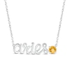Thumbnail Image 0 of Citrine Zodiac Aries Necklace Sterling Silver 18"