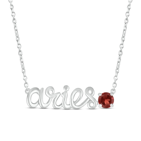 Kay Garnet Zodiac Aries Necklace Sterling Silver 18"