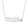 Thumbnail Image 1 of White Lab-Created Sapphire Zodiac Aries Necklace Sterling Silver 18&quot;