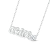 Thumbnail Image 2 of White Lab-Created Sapphire Zodiac Aries Necklace Sterling Silver 18&quot;