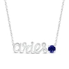 Thumbnail Image 0 of Blue Lab-Created Sapphire Zodiac Aries Necklace Sterling Silver 18"