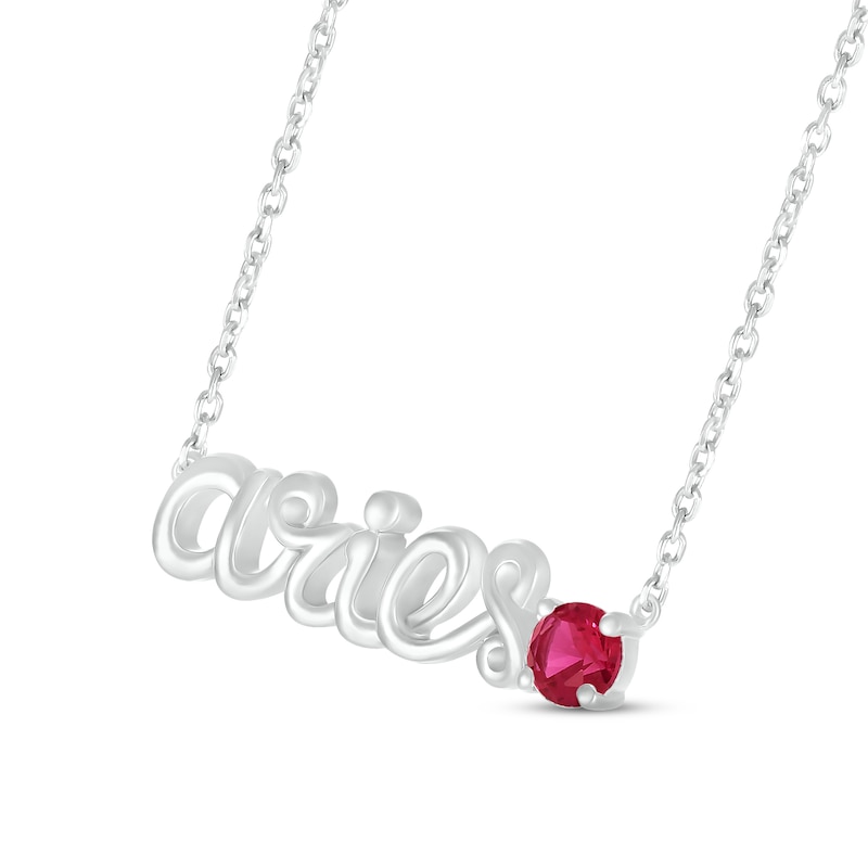 Lab-Created Ruby Zodiac Aries Necklace Sterling Silver 18"
