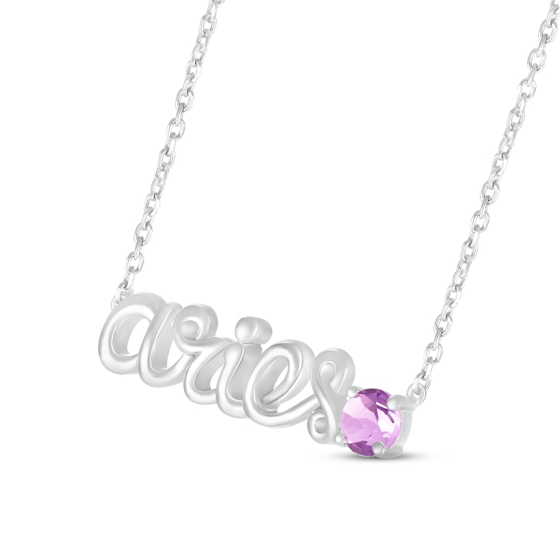 Main Image 2 of Amethyst Zodiac Aries Necklace 10K White Gold 18"