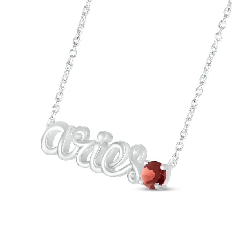 Main Image 2 of Garnet Zodiac Aries Necklace 10K White Gold 18&quot;