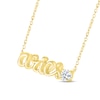 Thumbnail Image 1 of White Lab-Created Sapphire Zodiac Aries Necklace 10K Yellow Gold 18"