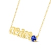 Thumbnail Image 2 of Blue Lab-Created Sapphire Zodiac Aries Necklace 10K Yellow Gold 18&quot;