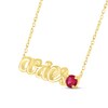 Thumbnail Image 2 of Lab-Created Ruby Zodiac Aries Necklace 10K Yellow Gold 18&quot;