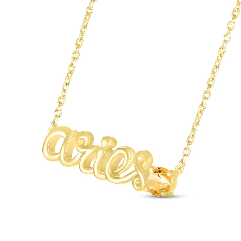 Citrine Zodiac Aries Necklace 10K Yellow Gold 18"