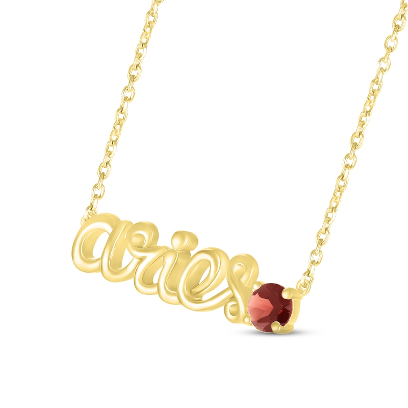 Main Image 2 of Garnet Zodiac Aries Necklace 10K Yellow Gold 18&quot;