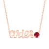 Thumbnail Image 1 of Lab-Created Ruby Zodiac Aries Necklace 10K Rose Gold 18&quot;