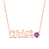 Thumbnail Image 1 of Amethyst Zodiac Aries Necklace 10K Rose Gold 18"