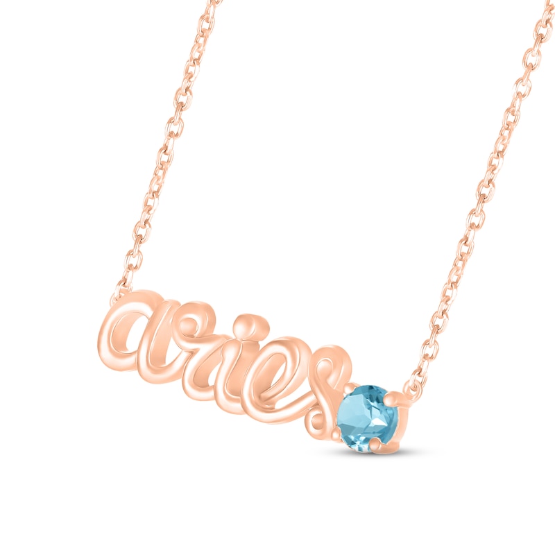 Main Image 2 of Swiss Blue Topaz Zodiac Aries Necklace 10K Rose Gold 18&quot;