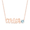 Thumbnail Image 1 of Aquamarine Zodiac Aries Necklace 10K Rose Gold 18&quot;
