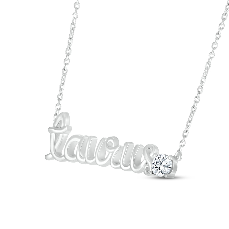 Main Image 2 of White Lab-Created Sapphire Zodiac Taurus Necklace Sterling Silver 18&quot;